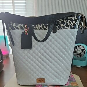 Consuela Sling Tote Quilted White Leather